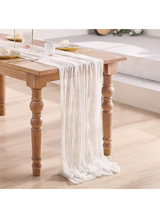 LODROC Table Runner, 90 x 400 cm, Gauze Table Runner, Long Boho Rustic Cheese Cloth Table Runners for Table Decoration, Communion, Birthday Party, Wedding Table Decorations - Image 4